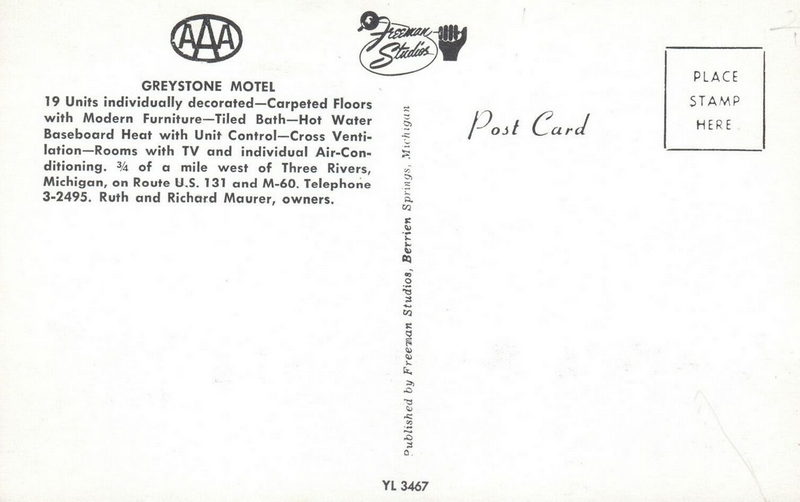 Greystone Motel - Old Postcard